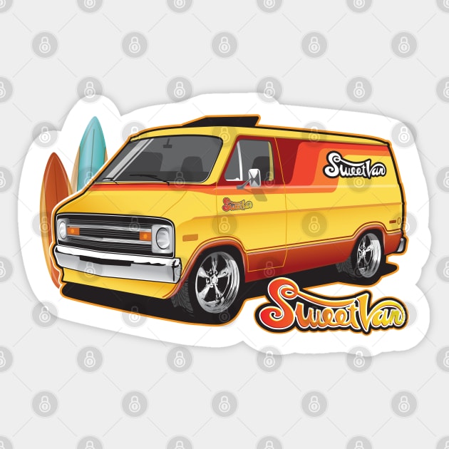 Dodge Sweet Beach Van Sticker by RBDesigns